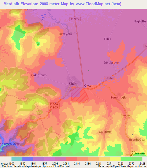 Merdinik,Turkey Elevation Map