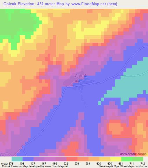 Golcuk,Turkey Elevation Map