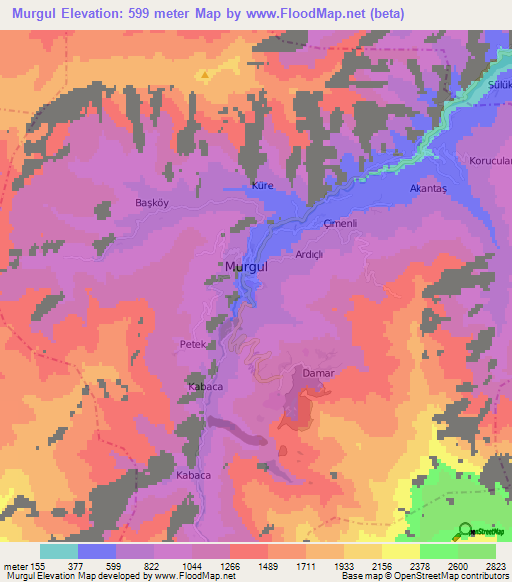 Murgul,Turkey Elevation Map