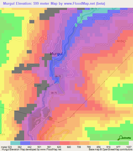 Murgul,Turkey Elevation Map