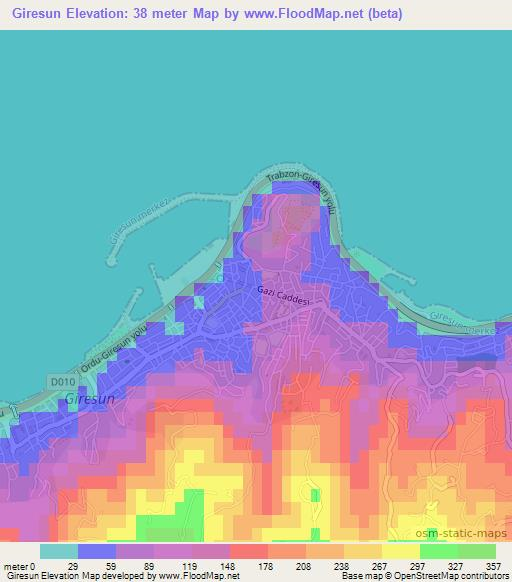 Giresun,Turkey Elevation Map