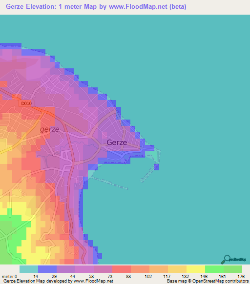 Gerze,Turkey Elevation Map