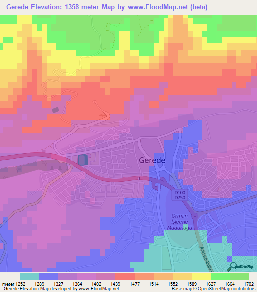 Gerede,Turkey Elevation Map