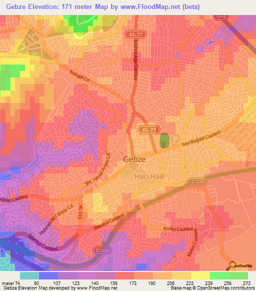 Gebze,Turkey Elevation Map