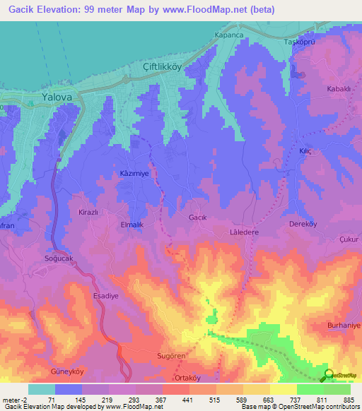 Gacik,Turkey Elevation Map