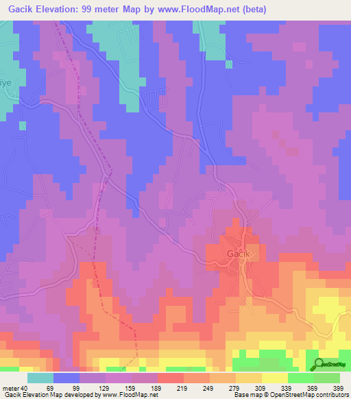 Gacik,Turkey Elevation Map