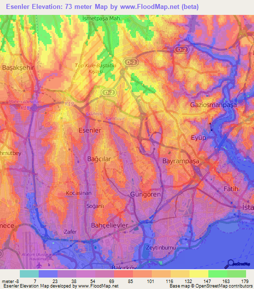 Esenler,Turkey Elevation Map