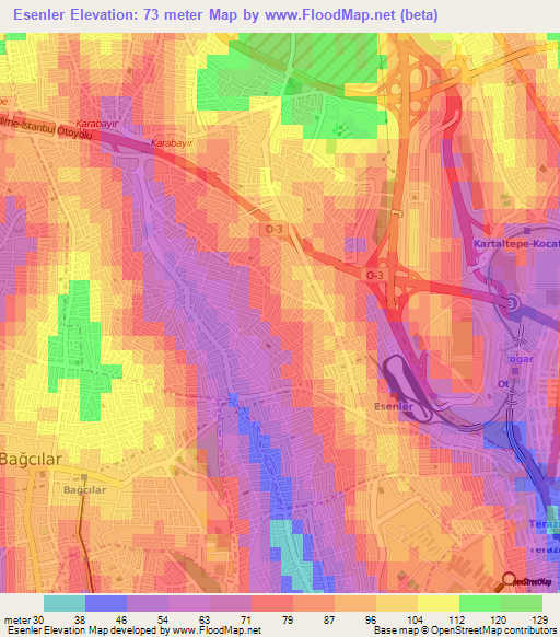 Esenler,Turkey Elevation Map