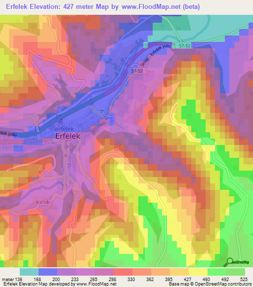 Erfelek,Turkey Elevation Map