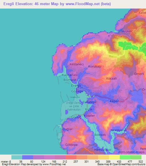 Eregli,Turkey Elevation Map