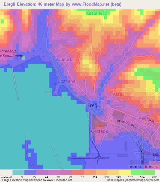 Eregli,Turkey Elevation Map