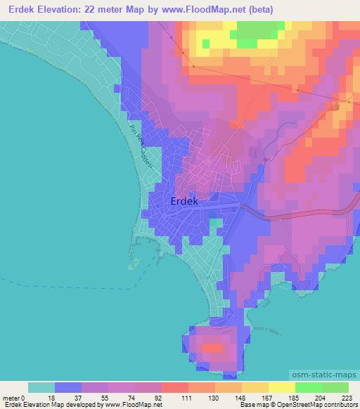 Erdek,Turkey Elevation Map