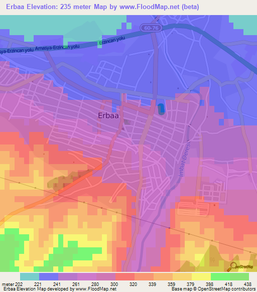 Erbaa,Turkey Elevation Map