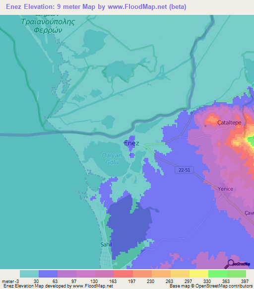 Enez,Turkey Elevation Map