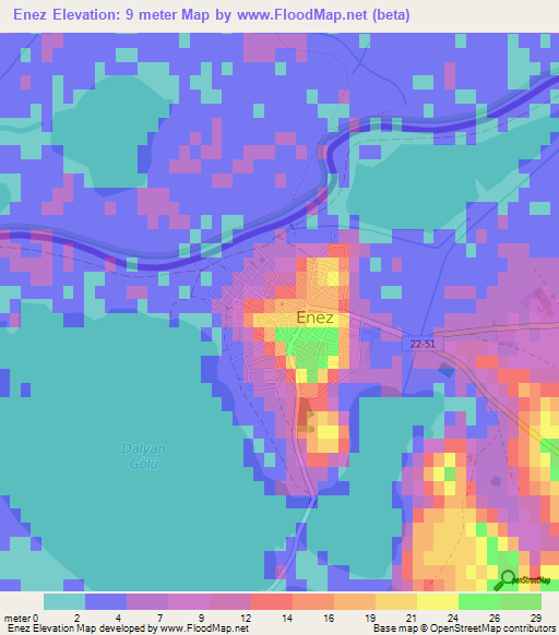 Enez,Turkey Elevation Map