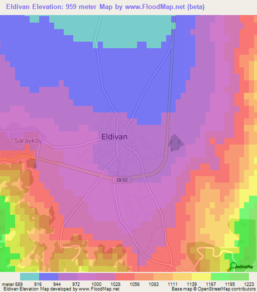 Eldivan,Turkey Elevation Map