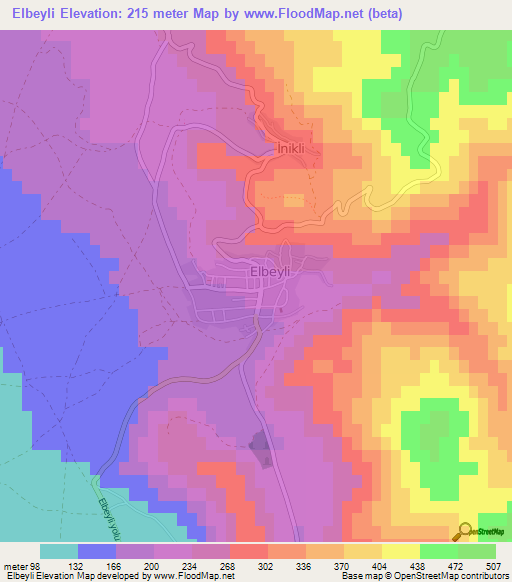 Elbeyli,Turkey Elevation Map