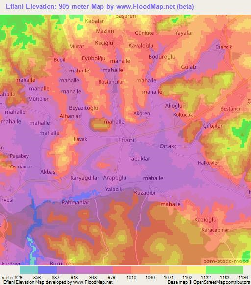 Eflani,Turkey Elevation Map