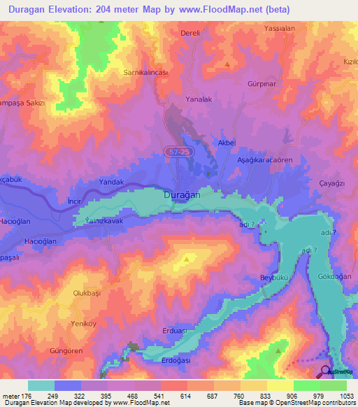 Duragan,Turkey Elevation Map