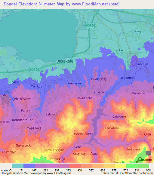 Dongel,Turkey Elevation Map