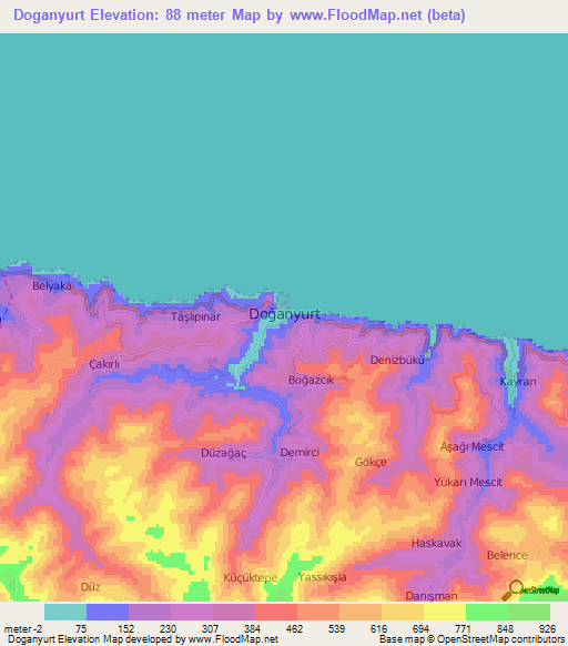 Doganyurt,Turkey Elevation Map