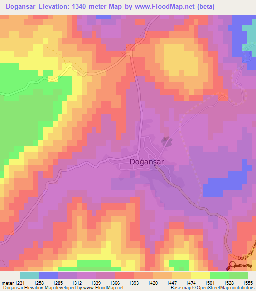 Dogansar,Turkey Elevation Map