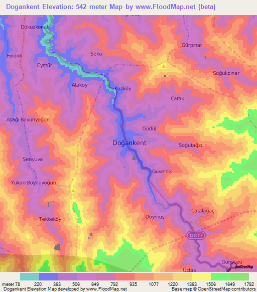 Dogankent,Turkey Elevation Map