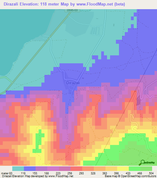 Dirazali,Turkey Elevation Map