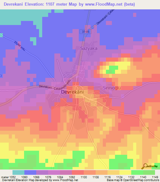 Devrekani,Turkey Elevation Map