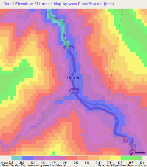 Dereli,Turkey Elevation Map