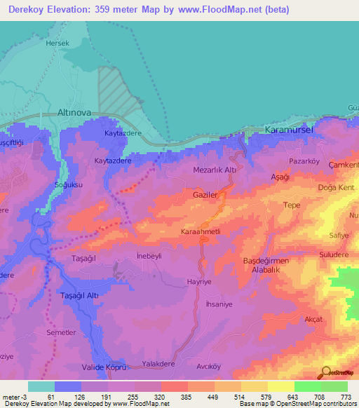 Derekoy,Turkey Elevation Map