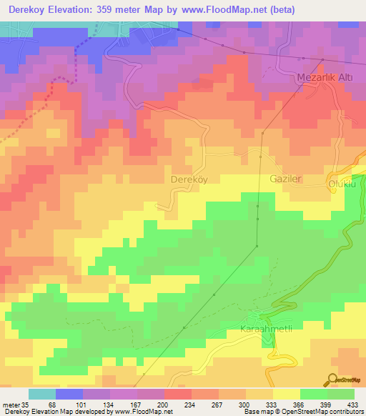 Derekoy,Turkey Elevation Map