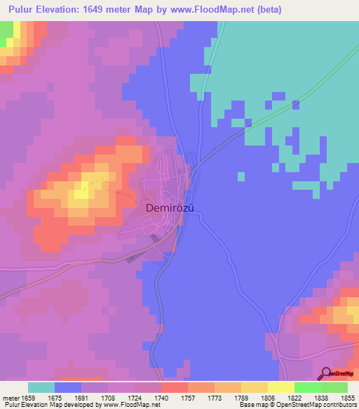 Pulur,Turkey Elevation Map