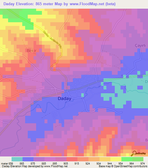 Daday,Turkey Elevation Map