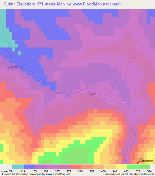 Cukur,Turkey Elevation Map