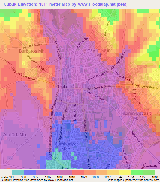 Cubuk,Turkey Elevation Map