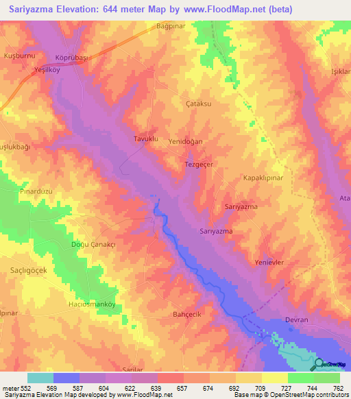 Sariyazma,Turkey Elevation Map