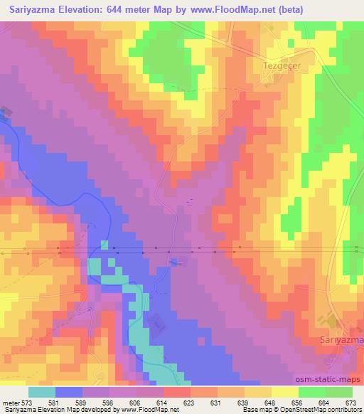 Sariyazma,Turkey Elevation Map