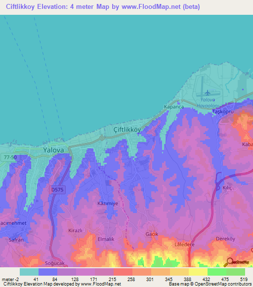 Ciftlikkoy,Turkey Elevation Map