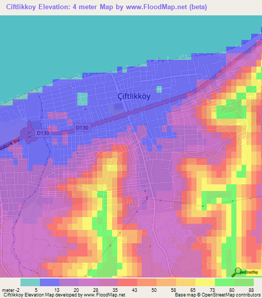 Ciftlikkoy,Turkey Elevation Map