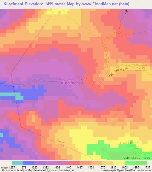 Kuscimeni,Turkey Elevation Map