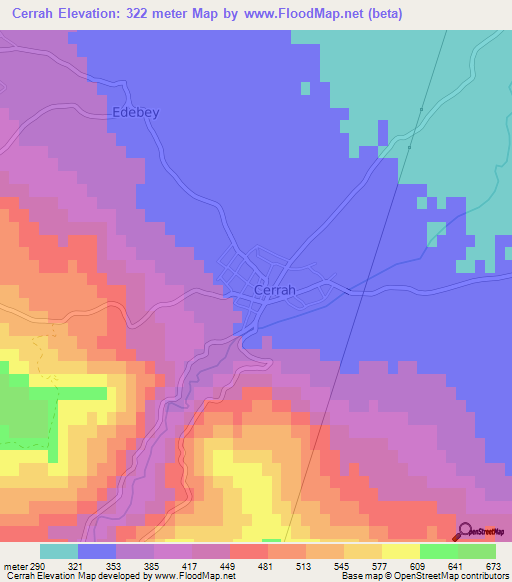 Cerrah,Turkey Elevation Map