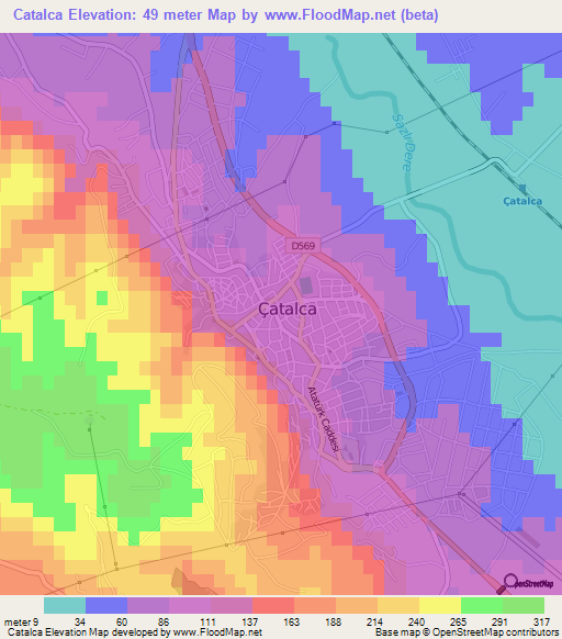 Catalca,Turkey Elevation Map