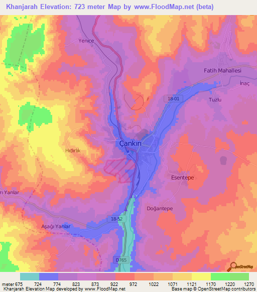 Khanjarah,Turkey Elevation Map