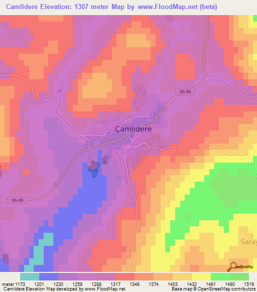 Camlidere,Turkey Elevation Map