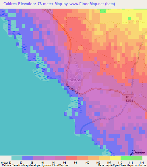 Cakirca,Turkey Elevation Map