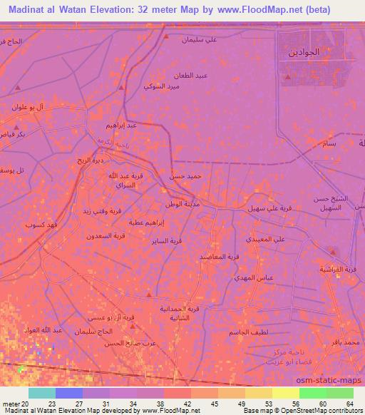 Madinat al Watan,Iraq Elevation Map