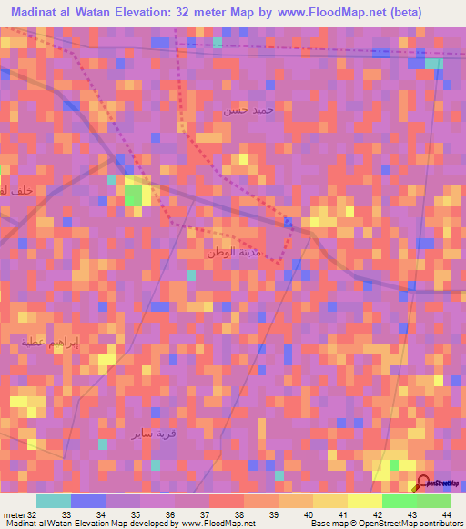 Madinat al Watan,Iraq Elevation Map