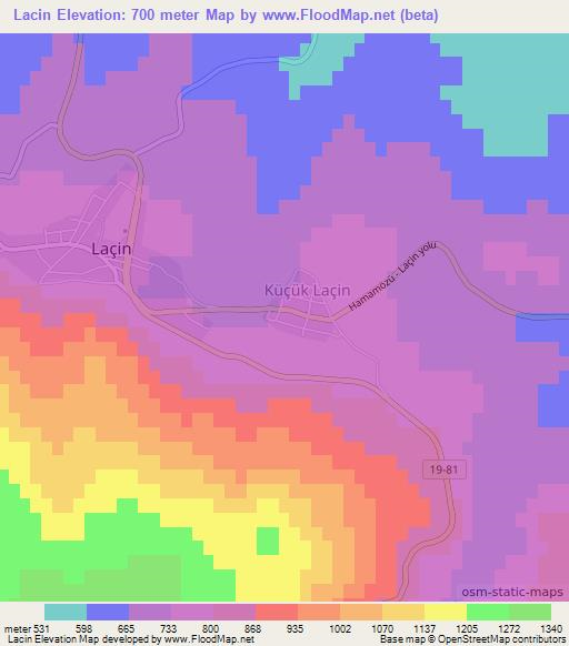 Lacin,Turkey Elevation Map