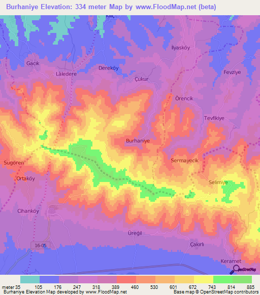 Burhaniye,Turkey Elevation Map